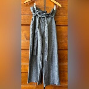 Lulu’s Power Call Grey Wide-Leg Paper Bag Waist Pants